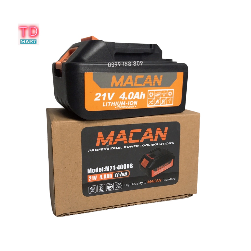 Pin Máy Khoan 21V MACAN 10 CELL dung lượng cao chân pin phổ thông