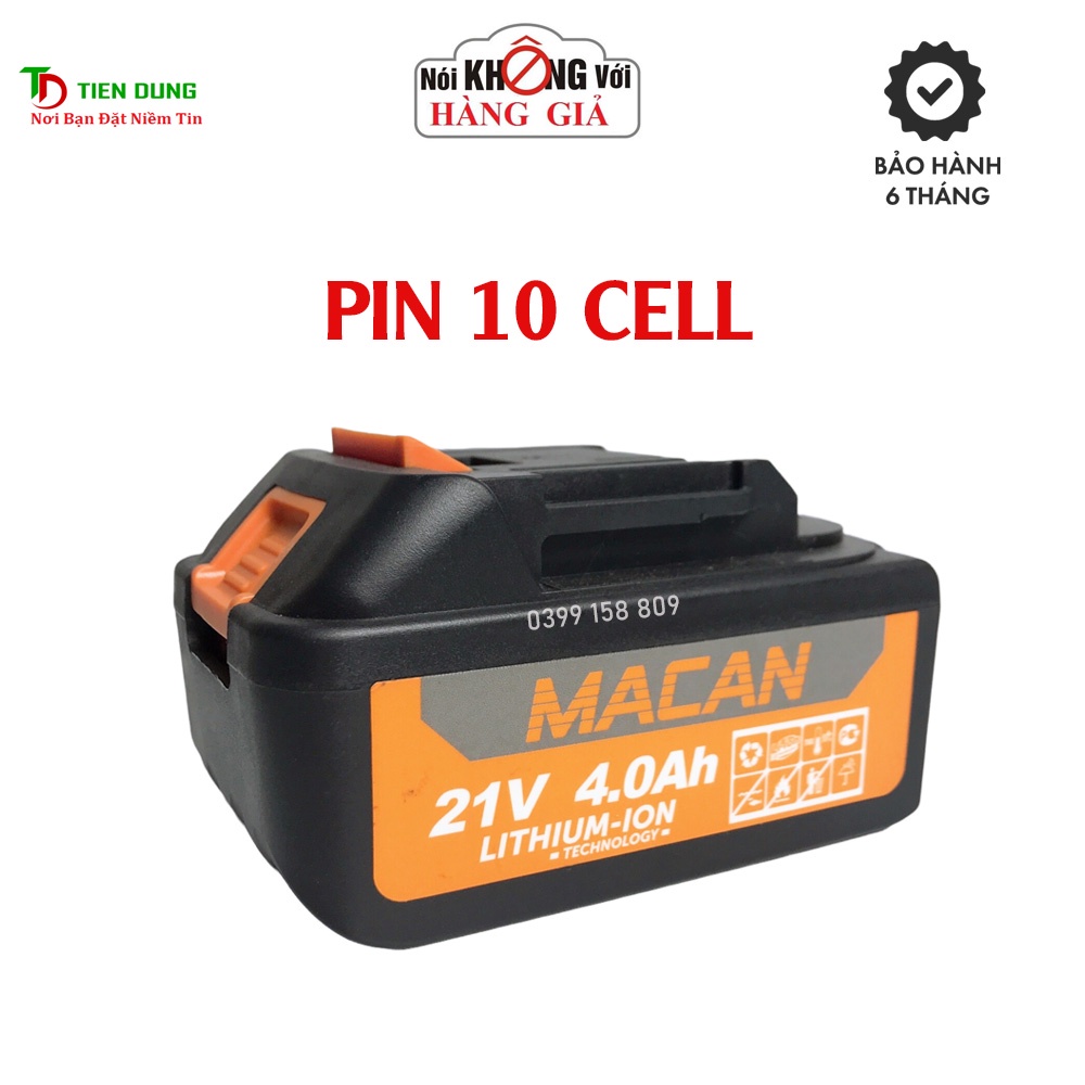 Pin Máy Khoan 21V MACAN 10 CELL dung lượng cao chân pin phổ thông
