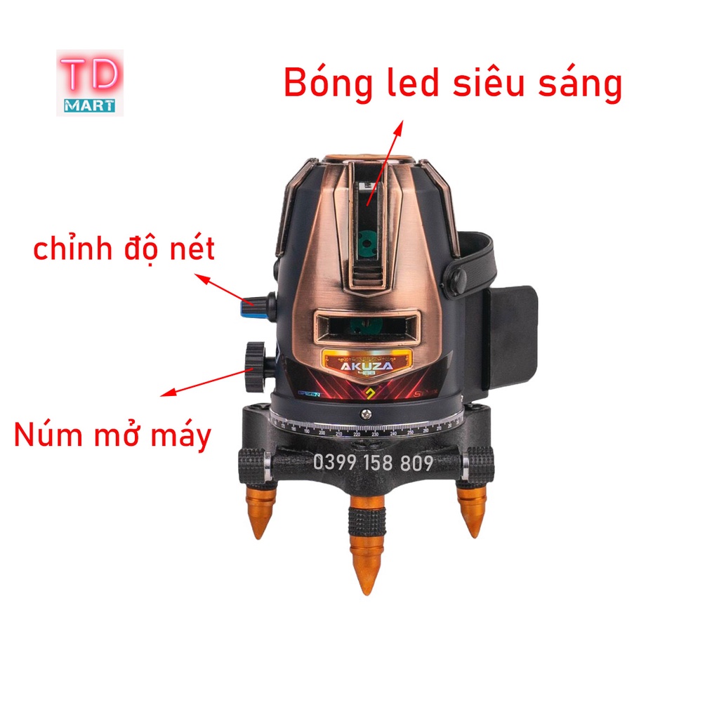 [Mẫu 2022] MÁY CÂN BẰNG LASER 5 TIA XANH AKUZA AK-488 SIÊU SÁNG