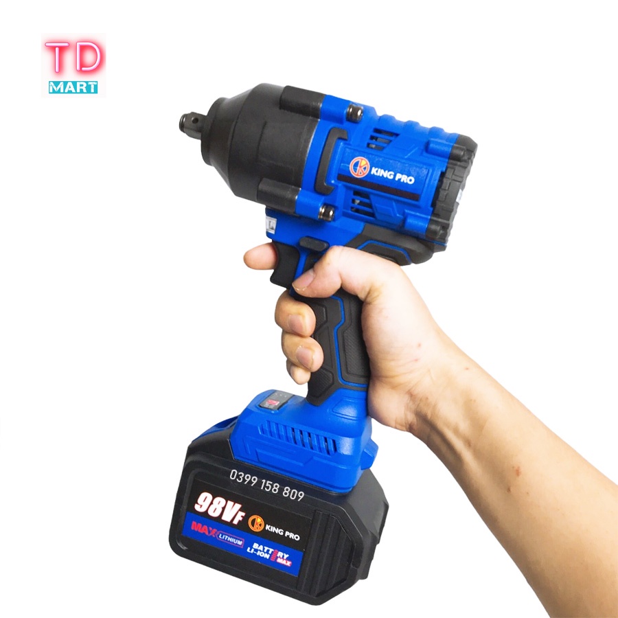 Máy Siết Bulong KingPro 98VF, Lực Siết 980Nm 2 Pin 15 Cell Chuyên Mở Ốc Lớn