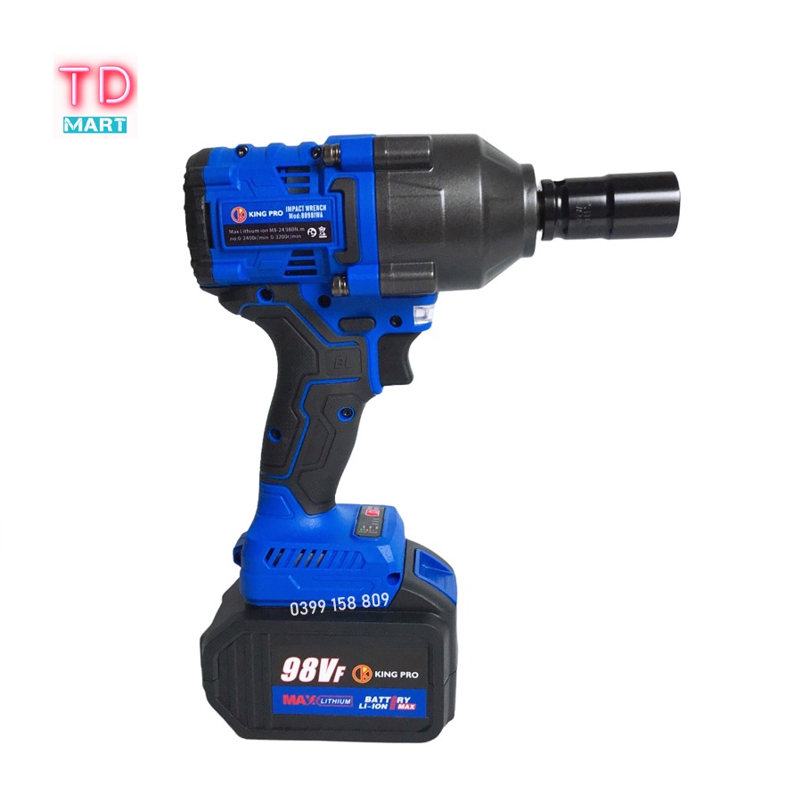 Máy Siết Bulong KingPro 98VF, Lực Siết 980Nm 2 Pin 15 Cell Chuyên Mở Ốc Lớn