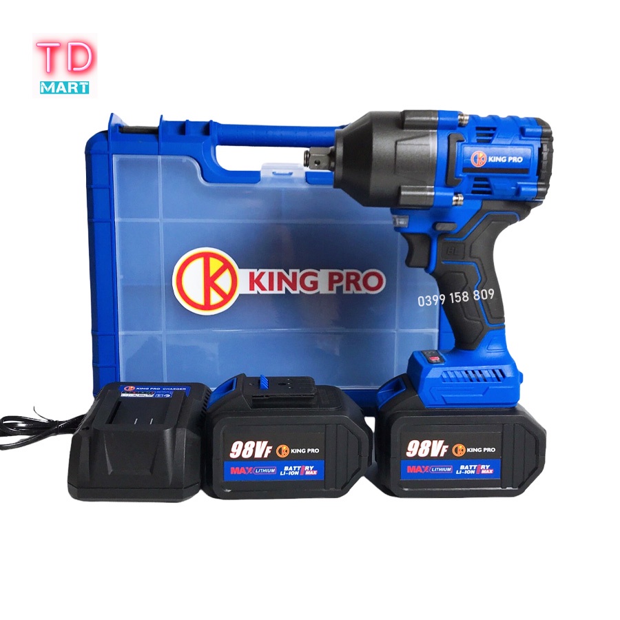 Máy Siết Bulong KingPro 98VF, Lực Siết 980Nm 2 Pin 15 Cell Chuyên Mở Ốc Lớn