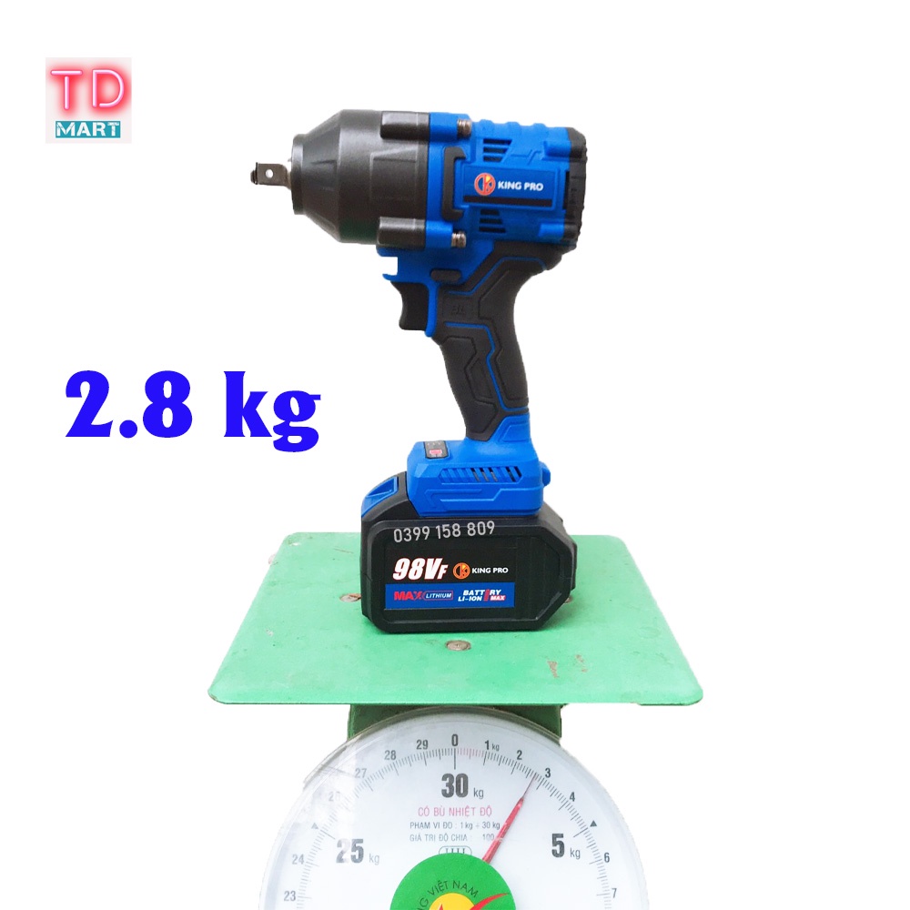 Máy Siết Bulong KingPro 98VF, Lực Siết 980Nm 2 Pin 15 Cell Chuyên Mở Ốc Lớn