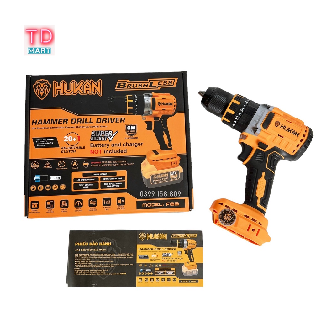 Thân Máy Khoan Pin 21v HUKAN F88 Chân Pin Phổ Thông