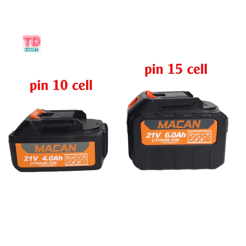Pin MACAN 15 Cell 21V dung lượng cao chân pin phổ thông.
