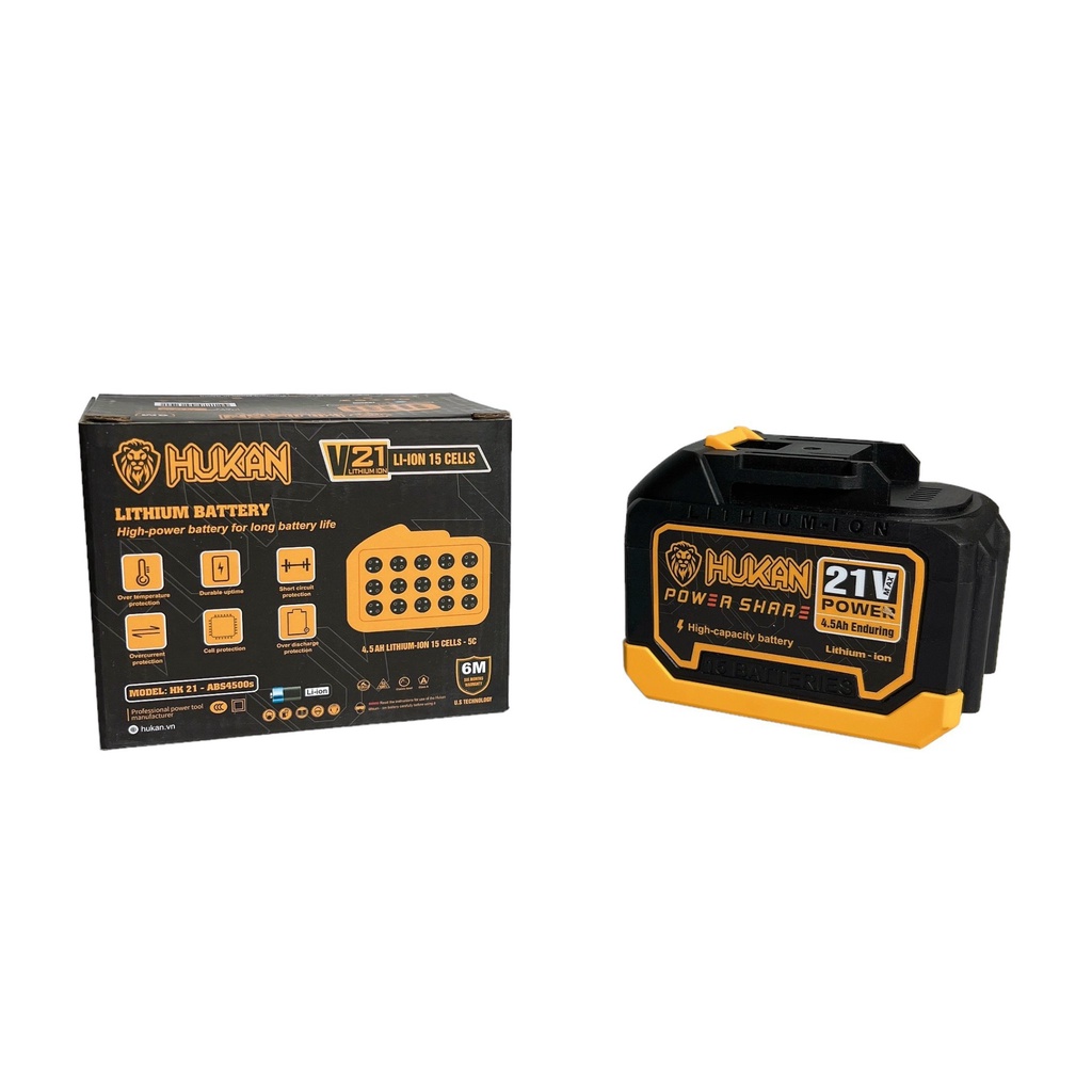 Pin HUKAN 15 cell 21V dung lượng cao chân pin phổ thông vỏ ABS chống va đập
