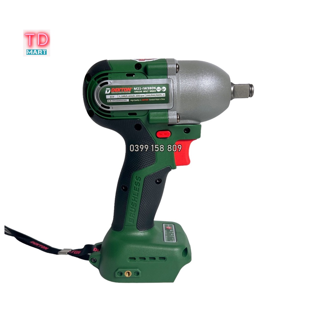 Máy siết bulong 2 trong 1 Dekton IW380N - Motor Brushless - Lực Siết 380N.m