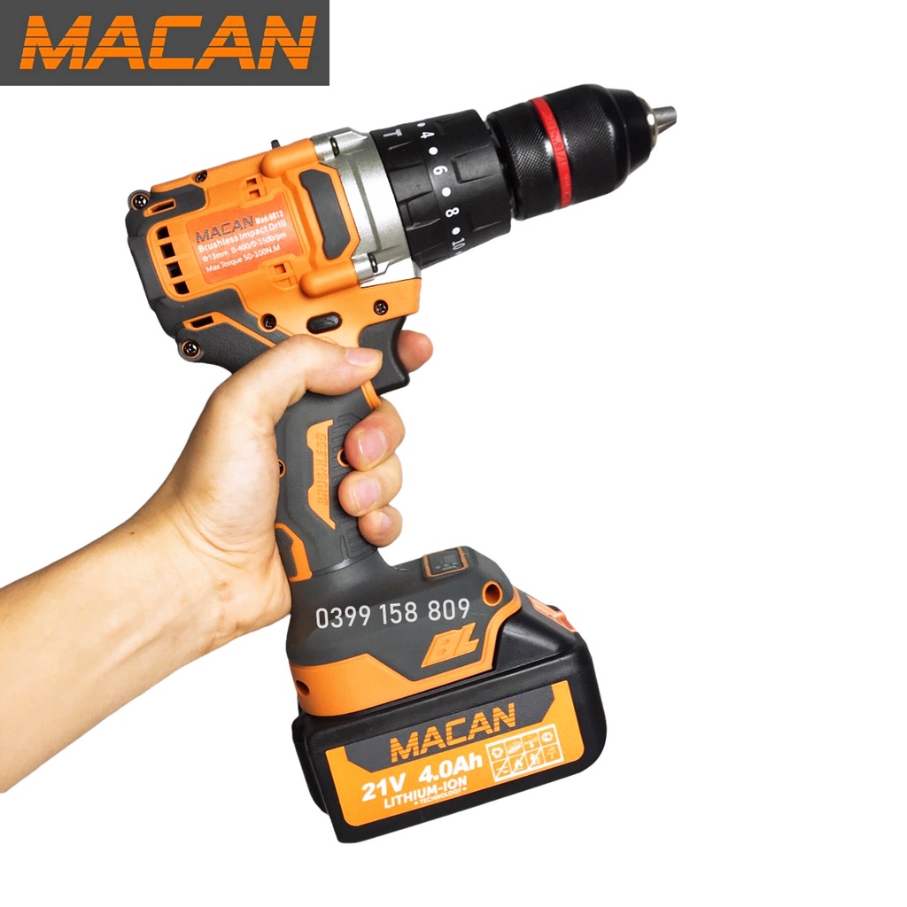 Máy Khoan Pin 3 Chức Năng MACAN 6013 Viền Đỏ Không Chổi Than