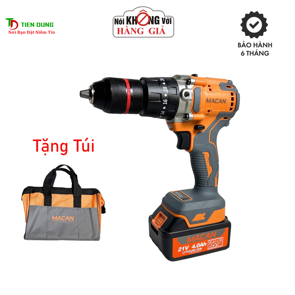 Máy Khoan Pin 3 Chức Năng MACAN 6013 Viền Đỏ Không Chổi Than