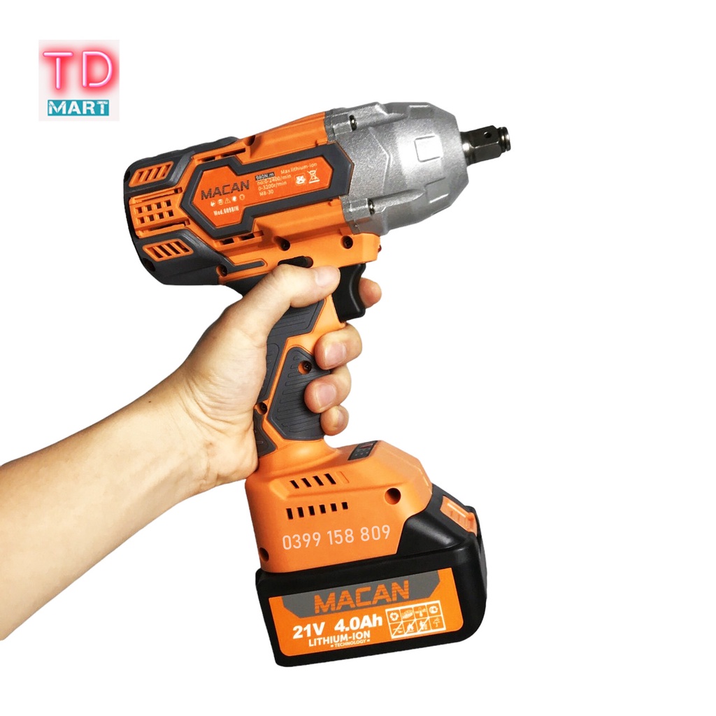 Máy Siết Bulong Dùng Pin 21V MACAN Lực Siết 880Nm Siêu Khỏe