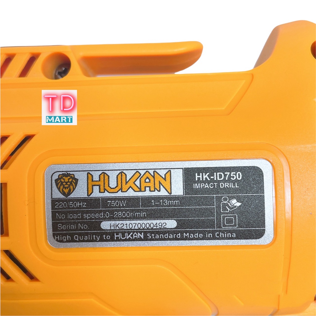 Máy khoan điện HUKAN 13mm HK-ID750 có chức năng búa khoan tường