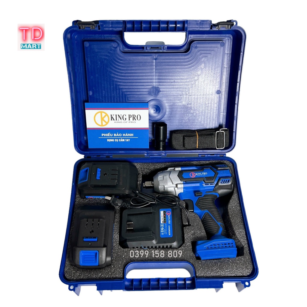 Máy Siết Bulong KingPro Không Chổi Than, Lực Siết 880Nm 2 Pin 15 Cell