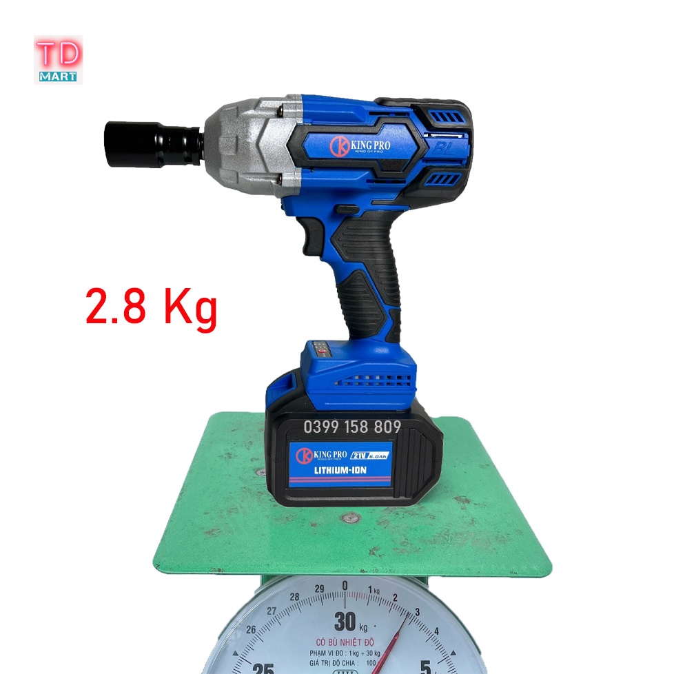 Máy Siết Bulong KingPro Không Chổi Than, Lực Siết 880Nm 2 Pin 15 Cell