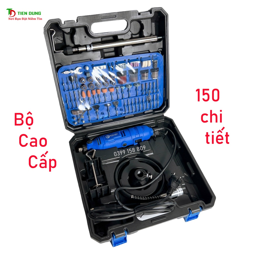 Bộ máy khoan, mài, khắc mini KINGPRO Cao Cấp Tặng Kèm 150 chi tiết