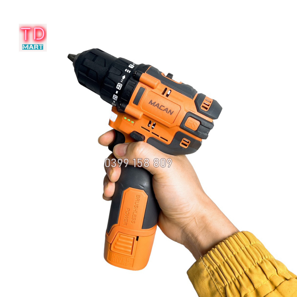 Máy Khoan Dùng Pin 18V MACAN không Chổi Than 2 Pin 4 Cell