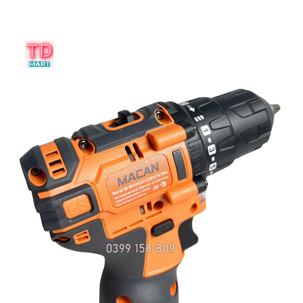 Máy Khoan Dùng Pin 18V MACAN không Chổi Than 2 Pin 4 Cell