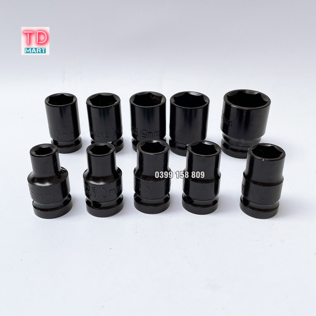 Đầu khẩu, đầu tuýt 1/2 cho máy siết bulong dày dặn loại ngắn