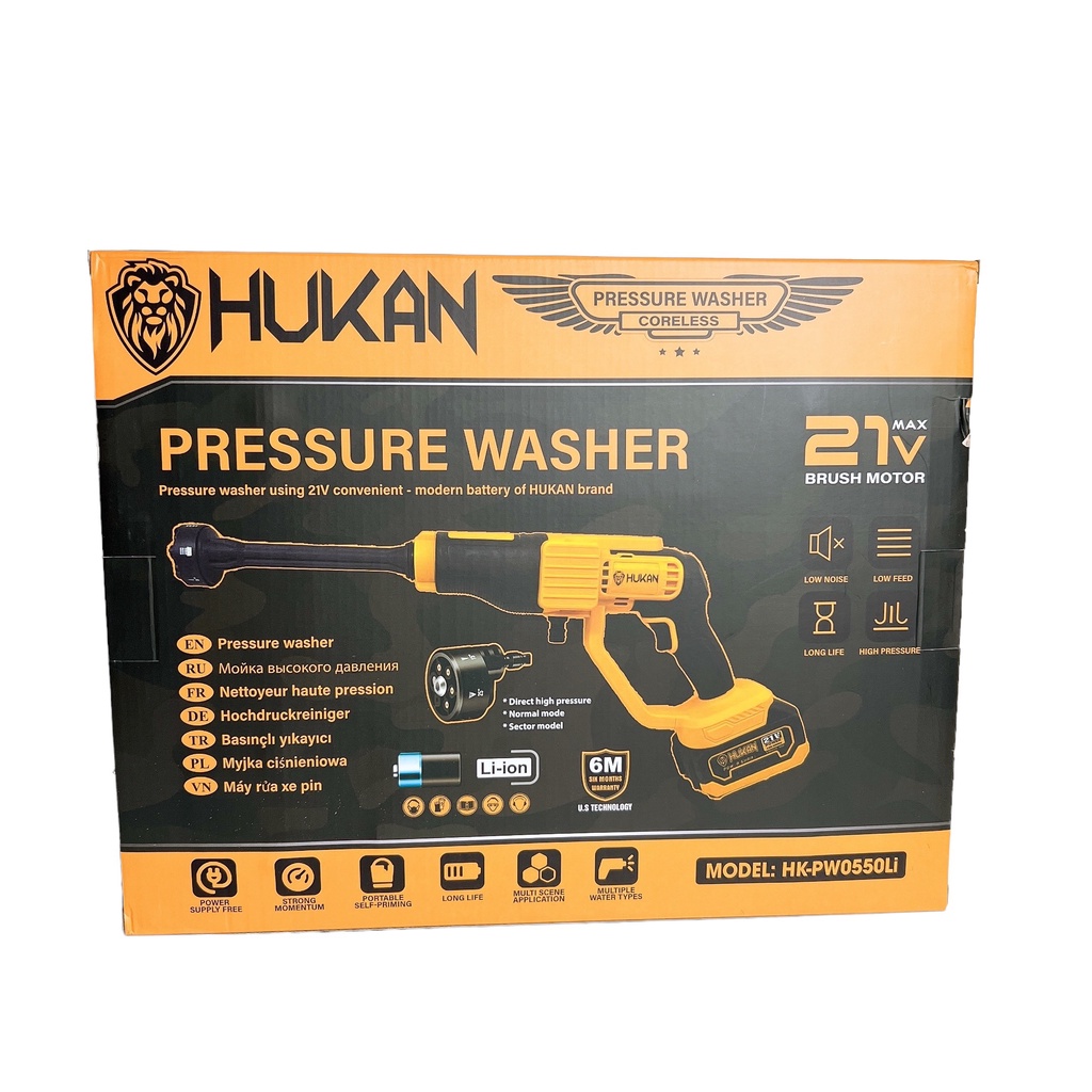 Máy xịt rửa dùng pin 21V HUKAN HK-PW0550Li Tiện Lợi, rửa xe, điều hòa, tưới cây