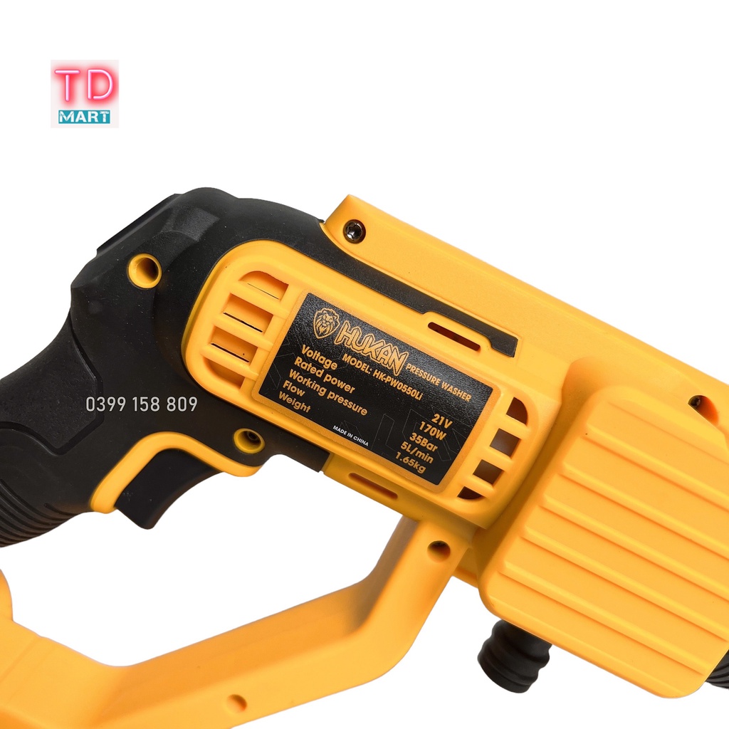 Máy xịt rửa dùng pin 21V HUKAN HK-PW0550Li Tiện Lợi, rửa xe, điều hòa, tưới cây