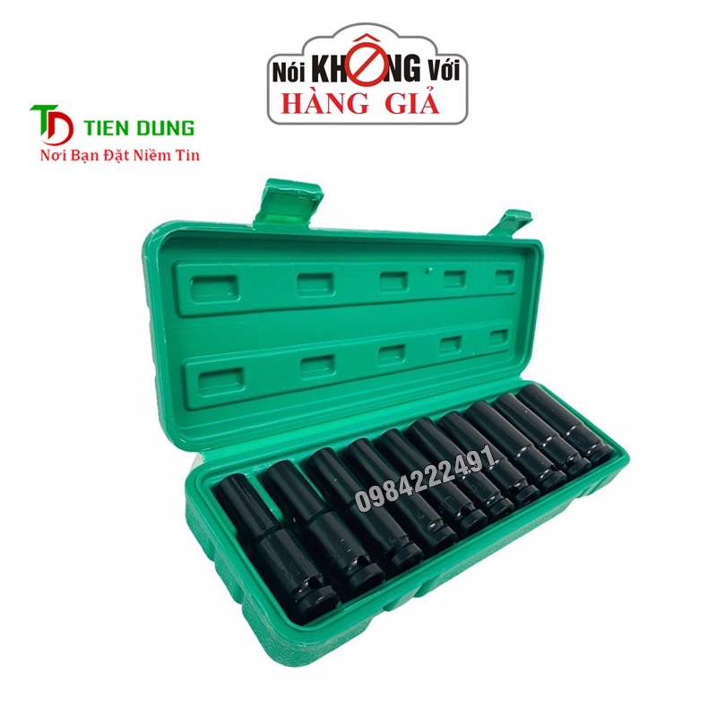 Bộ 10 đầu khẩu, đầu túyt Cao Cấp dùng cho máy siết bulong 1/2