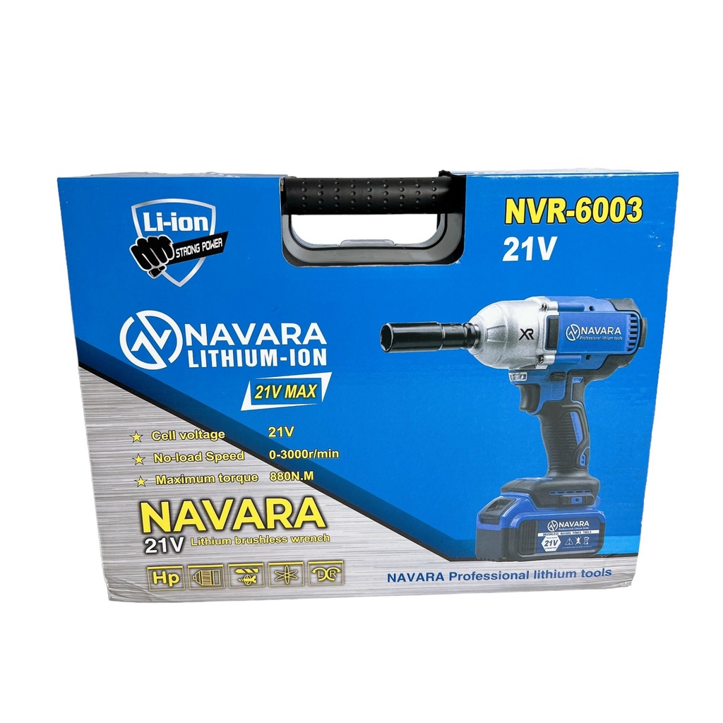 Máy siết bulong NAVARA 21V lực Siết 880N.m siêu khỏe tặng 5 đầu khẩu