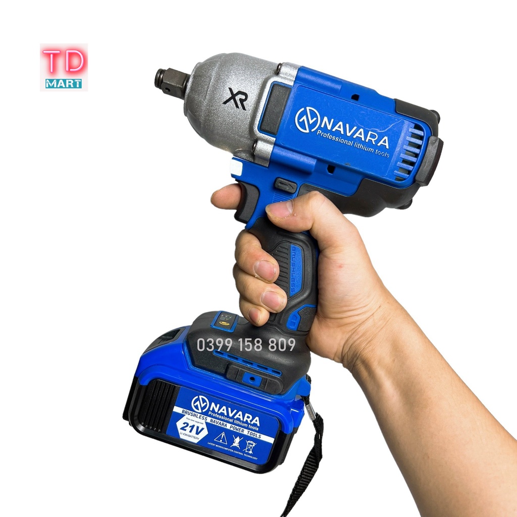 Máy siết bulong NAVARA 21V lực Siết 880N.m siêu khỏe tặng 5 đầu khẩu