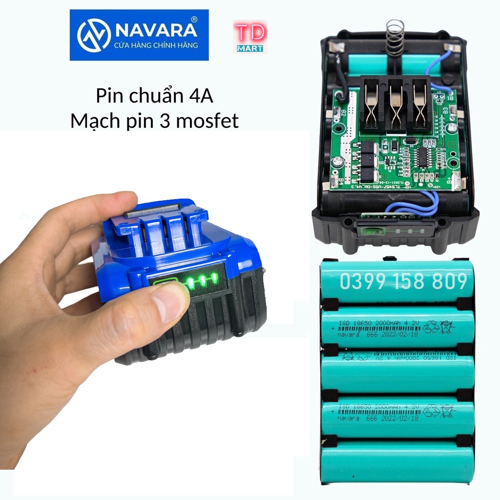 Máy siết bulong NAVARA 21V lực Siết 880N.m siêu khỏe tặng 5 đầu khẩu