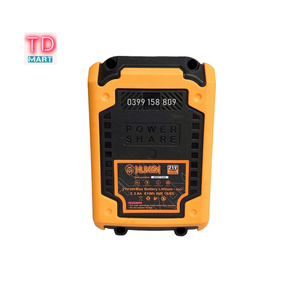 Pin 21V 10 Cell HUKAN Cho Máy khoan, Máy Siết Bulong Chân Pin Phổ Thông