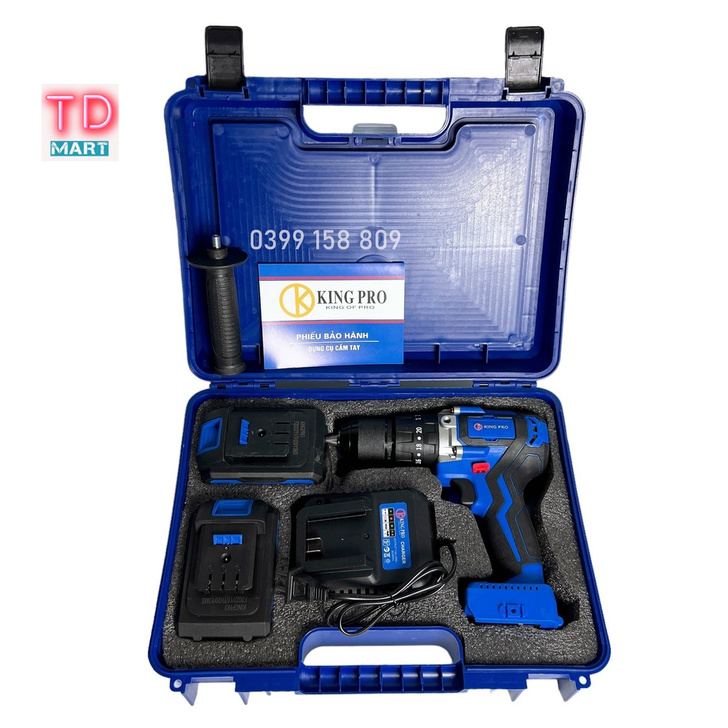 [Chính Hãng] Máy khoan pin KINGPRO 21V 3 Chức Năng, Không Chổi Than