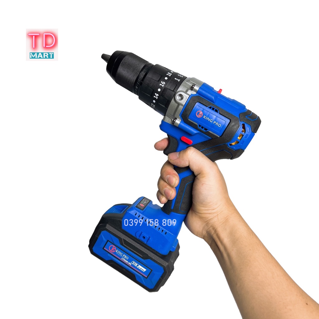 [Chính Hãng] Máy khoan pin KINGPRO 21V 3 Chức Năng, Không Chổi Than