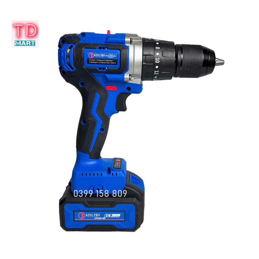 [Chính Hãng] Máy khoan pin KINGPRO 21V 3 Chức Năng, Không Chổi Than