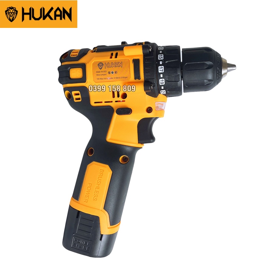 Máy Khoan Dùng Pin 18V Hukan HK-XC5 Không Chổi Than Tặng Bộ Phụ Kiện 24 Chi Tiết