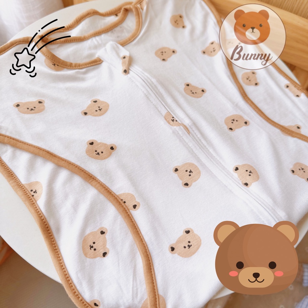 Nhộng chũn cho bé sơ sinh ngủ ngon, giảm giật mình Bunny vải cotton Hàn Quốc cao cấp