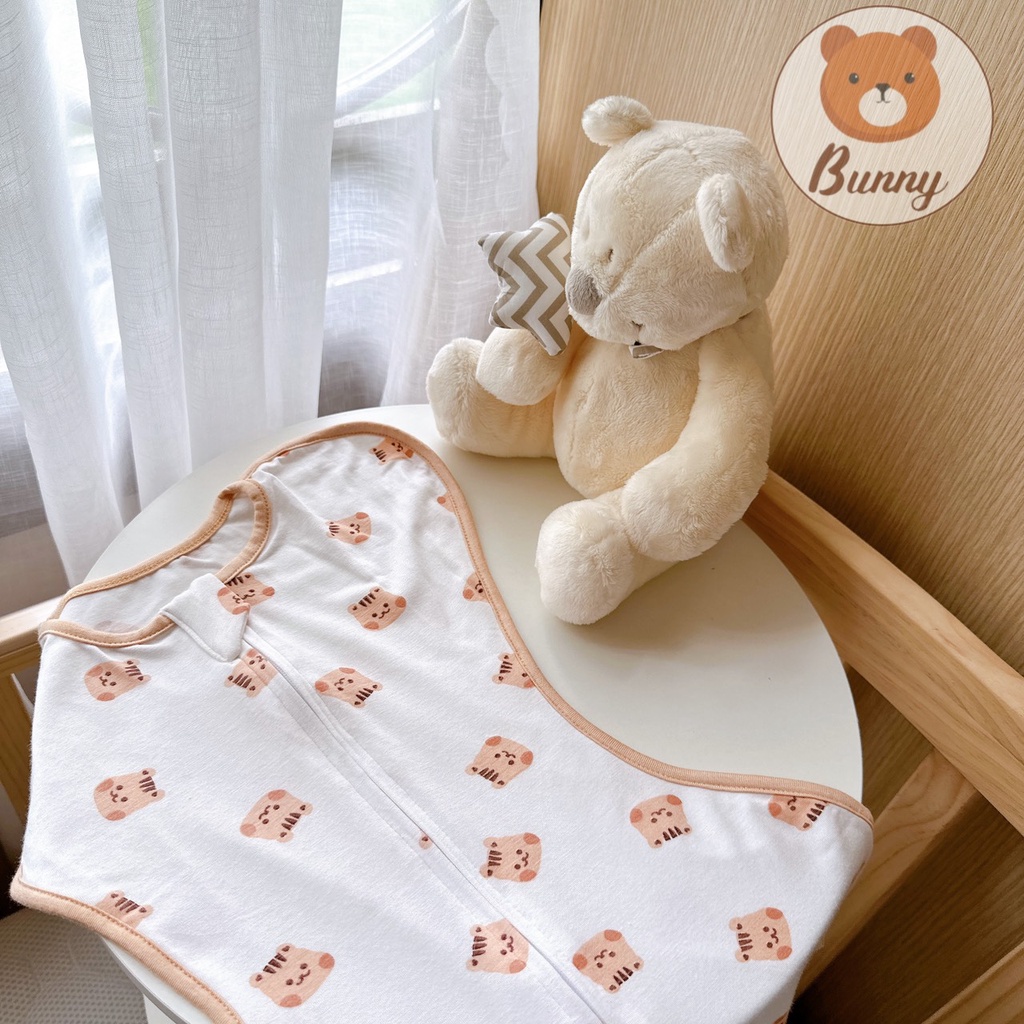 Nhộng chũn cho bé sơ sinh ngủ ngon, giảm giật mình Bunny vải cotton Hàn Quốc cao cấp