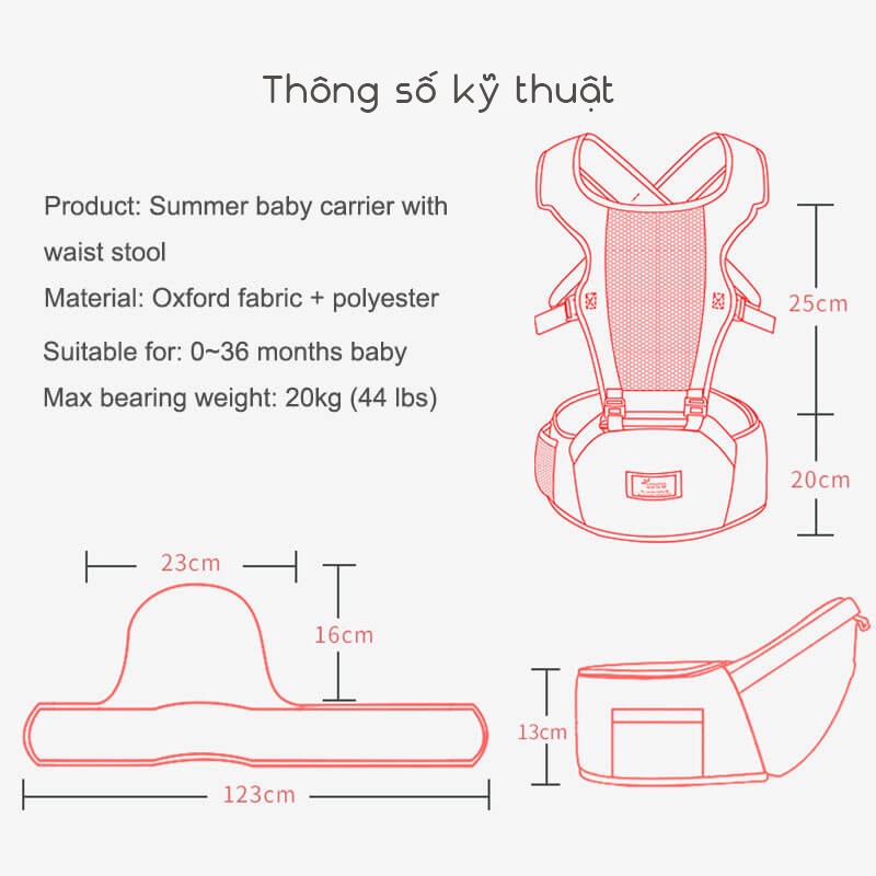 Địu ngồi em bé KidsWorld iMama cao cấp 4 tư thế phong cách Hàn Quốc chống gù lưng cho bé