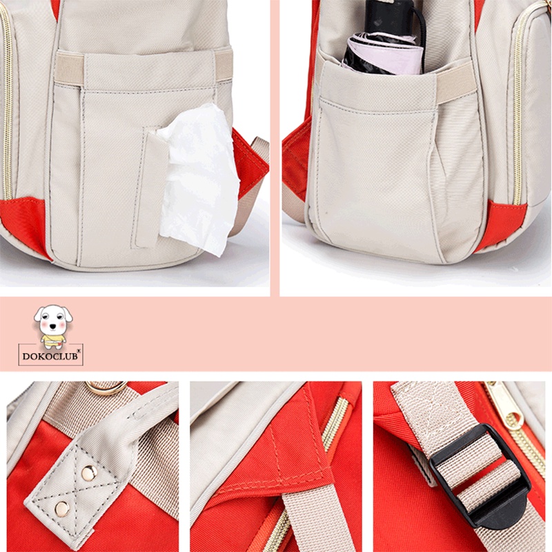 Balo, túi đựng bỉm sữa 13 ngăn đa năng, giữ nhiệt bình sữa, chống thấm KidsWorld Dokoclub Mommy Bag12 Colors