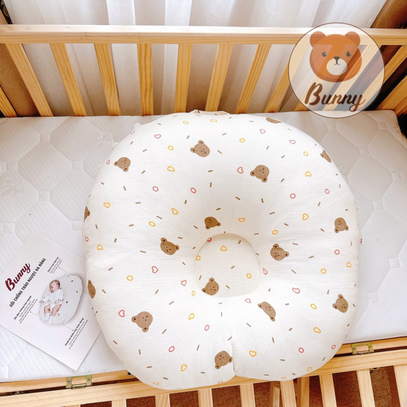 Gối Chống Trào Ngược Kidworlds Bunny Đệm Chống Trào Ngược Xô Muslin organic Cho Bé Sơ Sinh