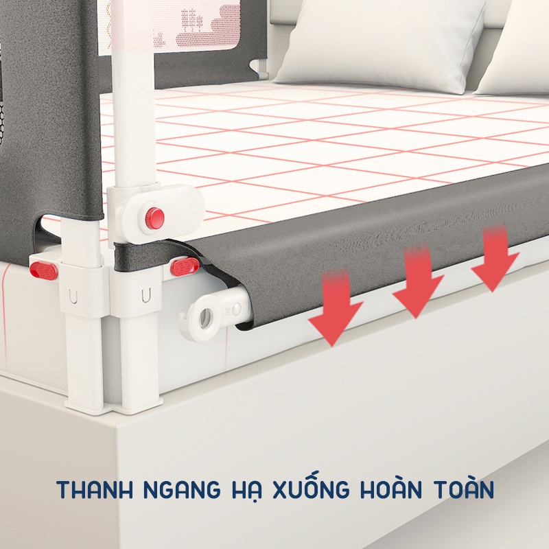 Thanh chắn giường chống kẹt KidsWorld BR02 độ cao 75-105cm, 24 nắc điều chỉnh (Giá 1 thanh)