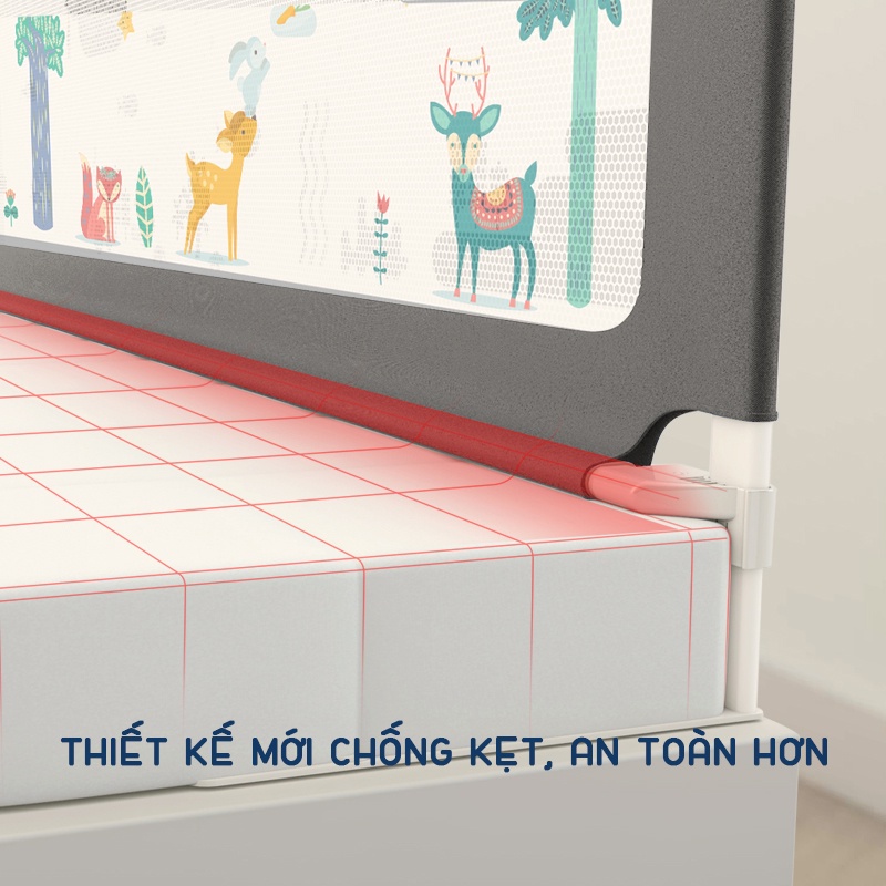 Thanh chắn giường chống kẹt KidsWorld BR02 độ cao 75-105cm, 24 nắc điều chỉnh (Giá 1 thanh)