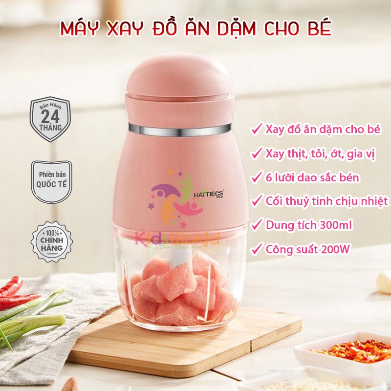 Máy xay ăn dặm cho bé ăn dặm KidsWorld Hattiecs 6 lưỡi dao dung tích 300ml phiên bản quốc tế