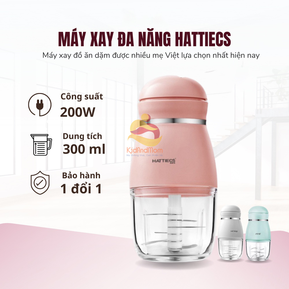Máy xay ăn dặm cho bé ăn dặm KidsWorld Hattiecs 6 lưỡi dao dung tích 300ml phiên bản quốc tế