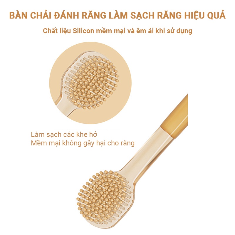 [Mã BMLTM50 giảm đến 50K đơn 99K] Set bàn chải silicon cho bé, Rơ lưỡi cho bé siêu mềm mại an toàn cho bé 0-18 tháng