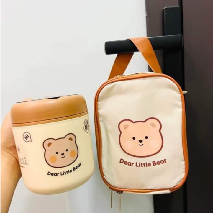 Bình ủ cháo giữ nhiệt lõi inox 304 KidsWorld TEDEMEI 530ml kèm túi giữ nhiệt và muỗng
