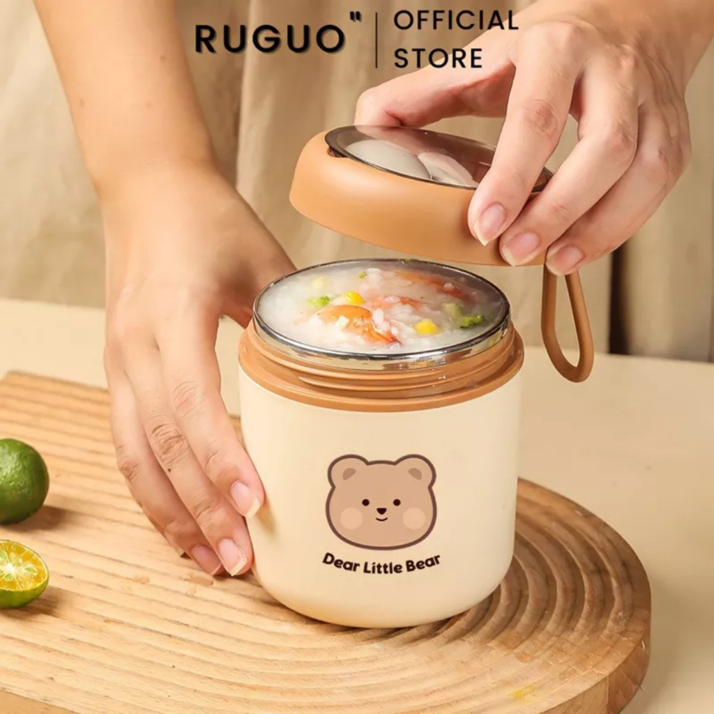 Bình ủ cháo giữ nhiệt lõi inox 304 KidsWorld TEDEMEI 530ml kèm túi giữ nhiệt và muỗng