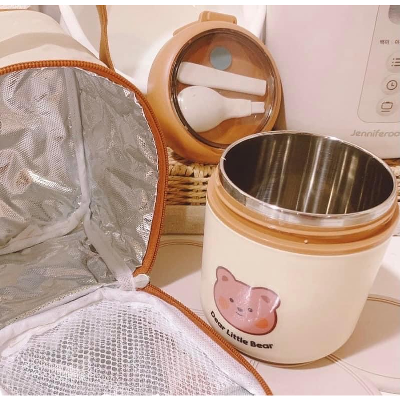 Bình ủ cháo giữ nhiệt lõi inox 304 KidsWorld TEDEMEI 530ml kèm túi giữ nhiệt và muỗng