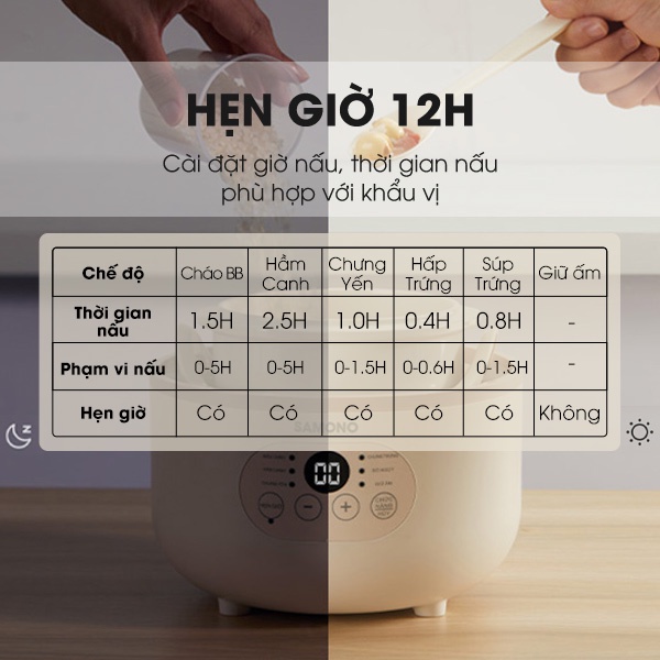 Nồi nấu chậm nấu cháo, ninh, hầm, chưng yến cho bé ăn dặm 6in1 KidsWorld Samono SW-SCB08 dung tích 0.8l