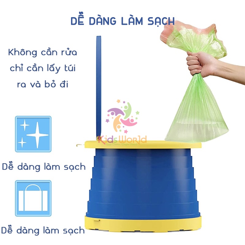 Bô vệ sinh cho bé, bệ vệ sinh cho bé KidsWorld gấp gọn di động thuận tiện để trong nhà hoặc đi du lịch