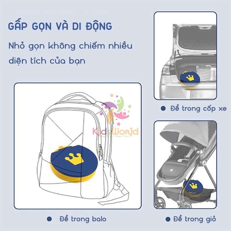 Bô vệ sinh cho bé, bệ vệ sinh cho bé KidsWorld gấp gọn di động thuận tiện để trong nhà hoặc đi du lịch