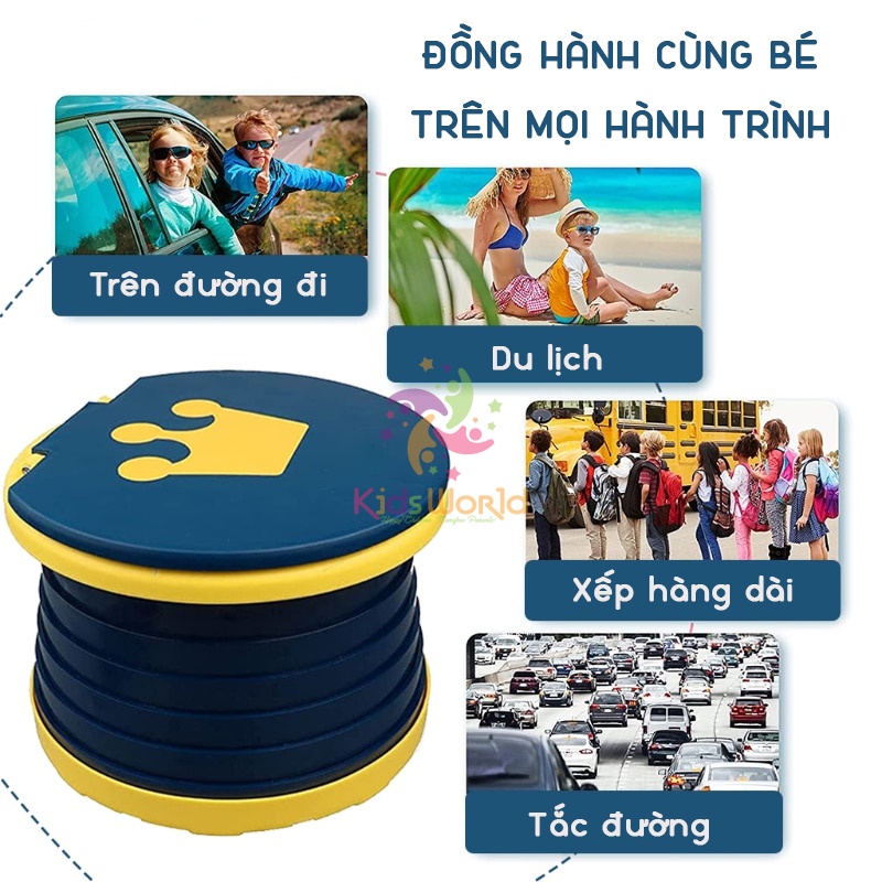 Bô vệ sinh cho bé, bệ vệ sinh cho bé KidsWorld gấp gọn di động thuận tiện để trong nhà hoặc đi du lịch