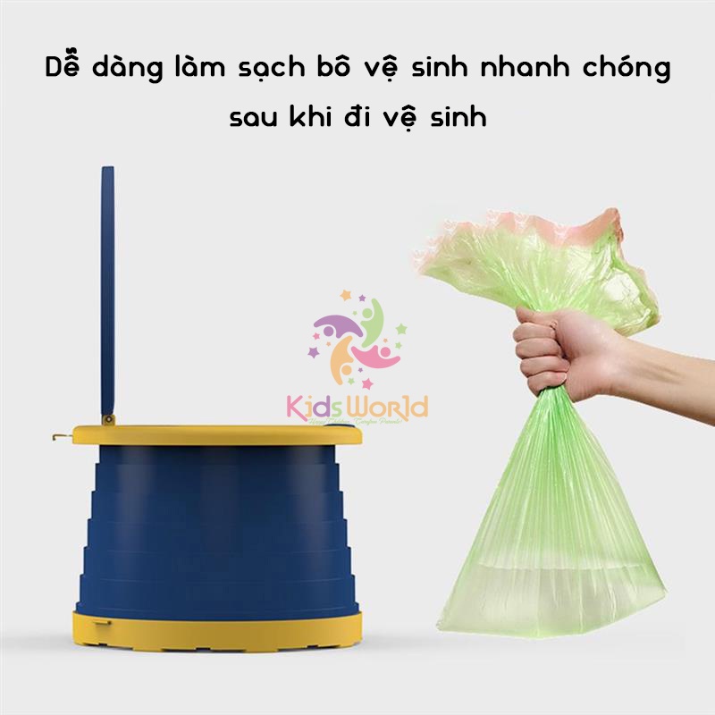 Bô vệ sinh cho bé, bệ vệ sinh cho bé KidsWorld gấp gọn di động thuận tiện để trong nhà hoặc đi du lịch
